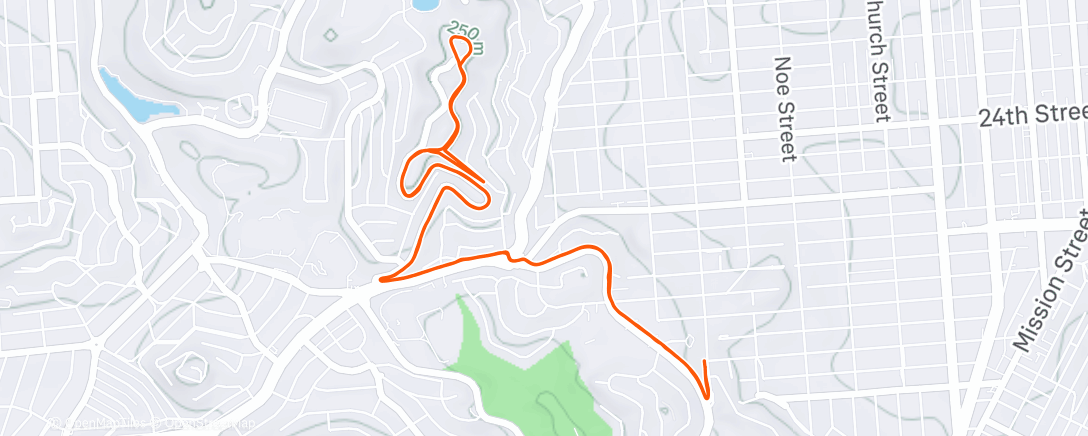Map of the activity, Afternoon Run