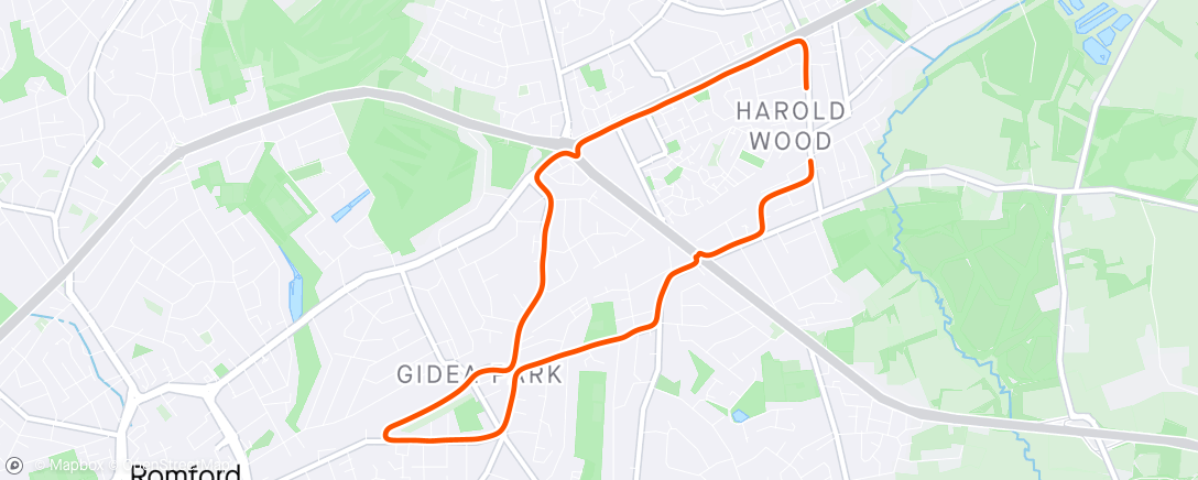 Map of the activity, Big effort this morn. 4 x 1km off 1km on. Off section 6.10 ish, on section aim 4.00/km. last one was brutal 🥵