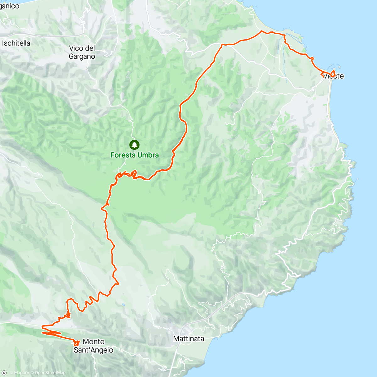 Map of the activity, Un giro a Monte Sant’Angelo