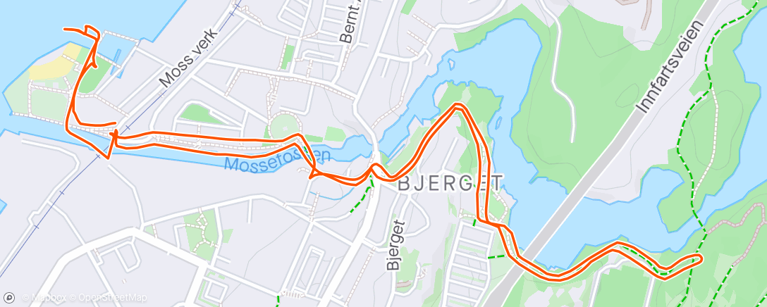 Map of the activity, Liten joggetur, styrketrening og isbad før møtestart😎