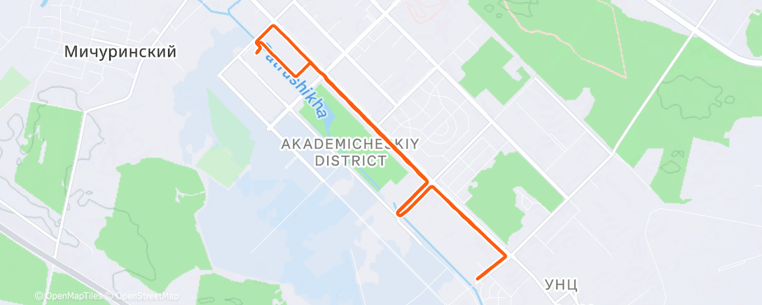 Map of the activity, Утренний забег