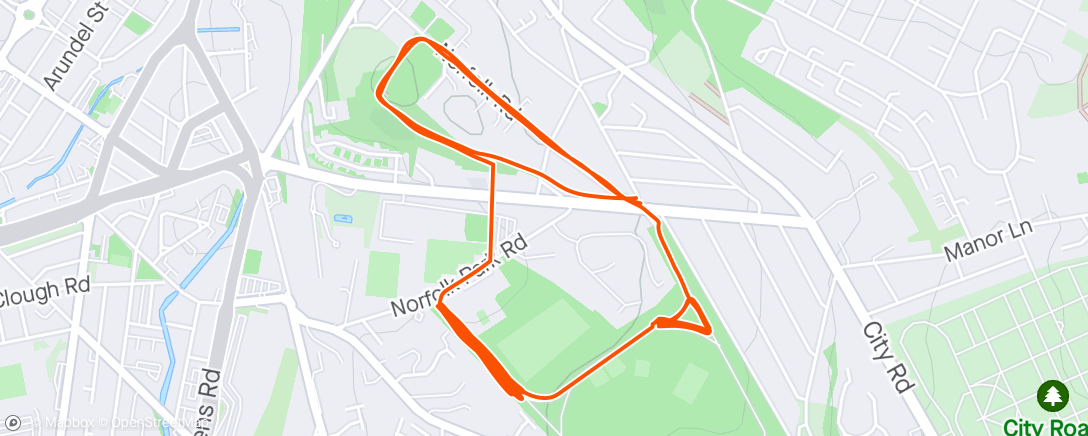 Map of the activity, Minute hill reps