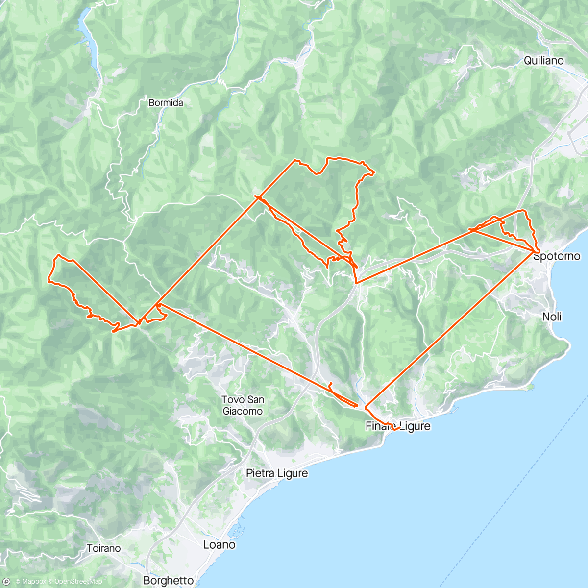 Map of the activity, Finale Ligure - Day 4 - Full Shuttle