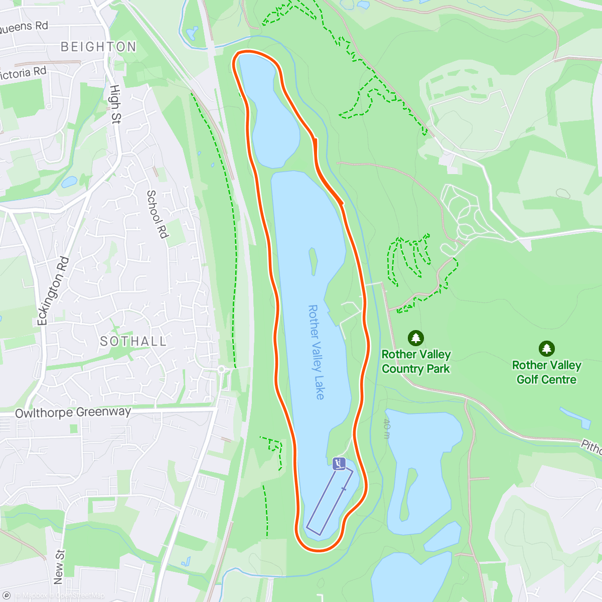 Map of the activity, Rother Valley Parkrun