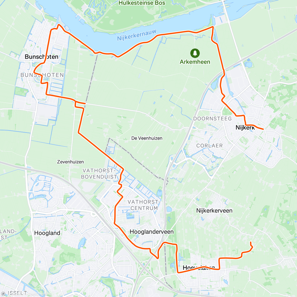 Map of the activity, Trip Bunschoten & stop @ bicycle barn