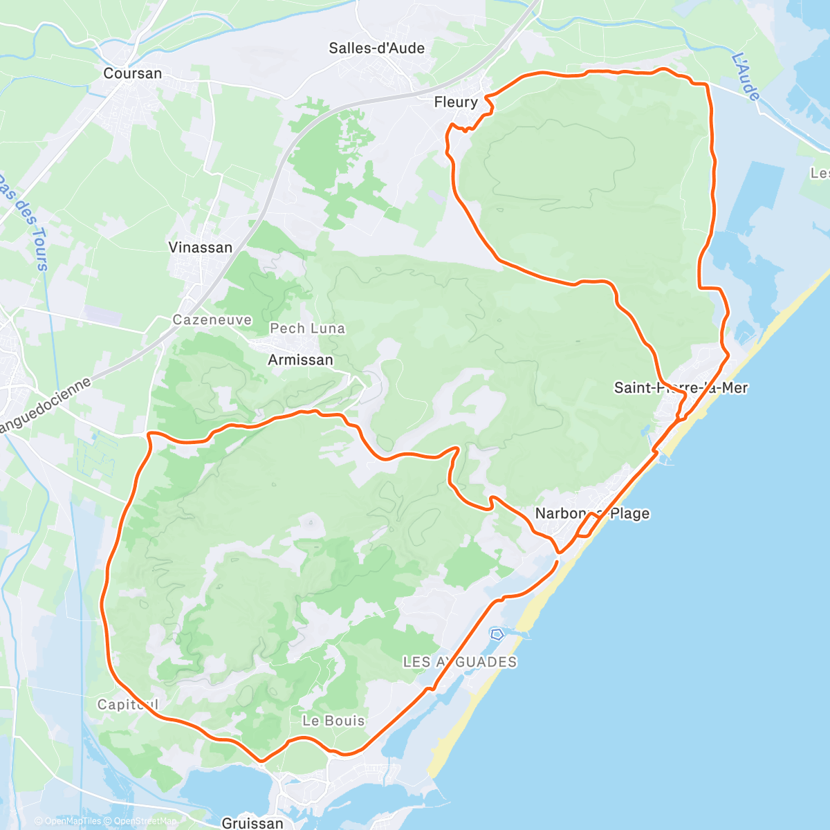 Map of the activity, Pedalata mattutina