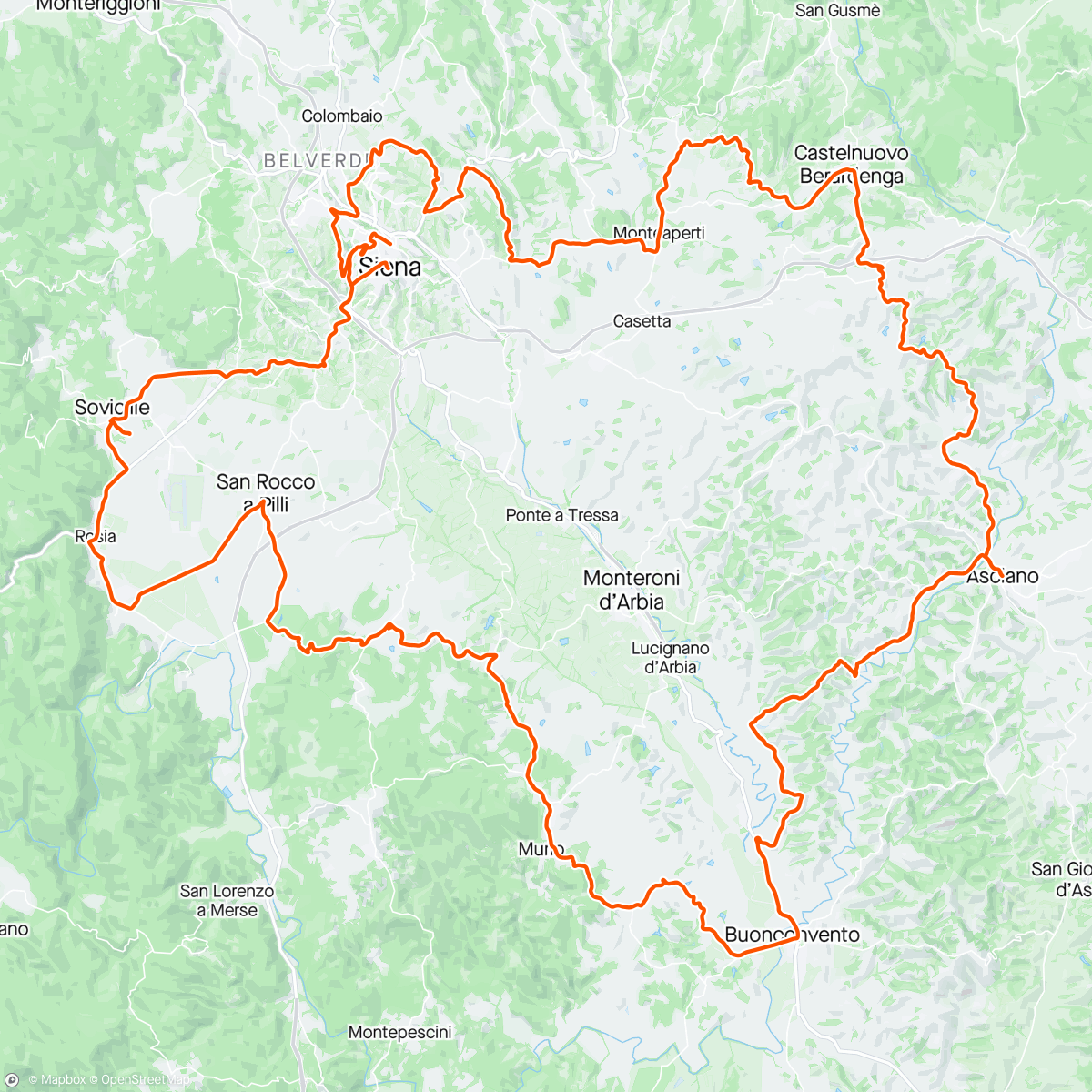 Map of the activity, Valle Velos Strade Bianche