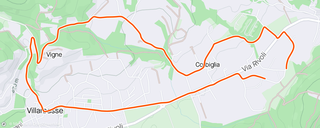Map of the activity, Camminata dell'ora di Sole