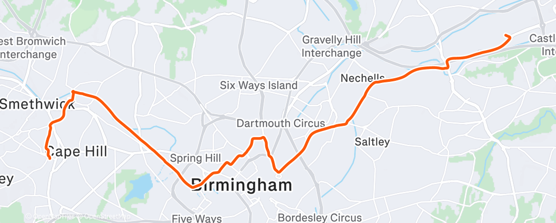 Map of the activity, Evening Ride