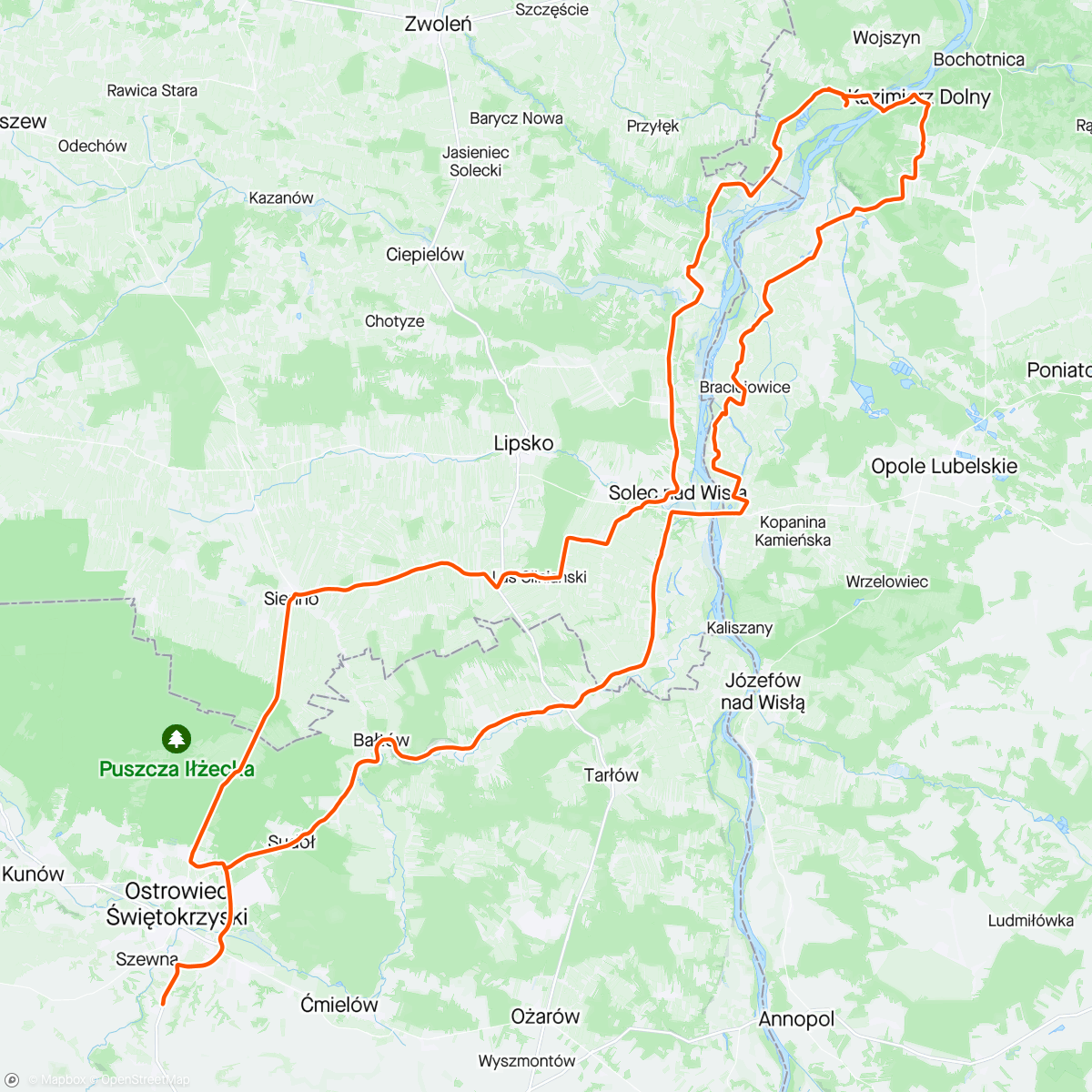 Map of the activity, Kazimierz Dolny
