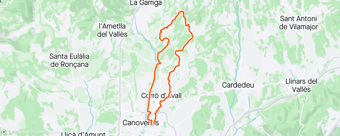 Mapa da atividade, Bicicleta de gravilla por la tarde