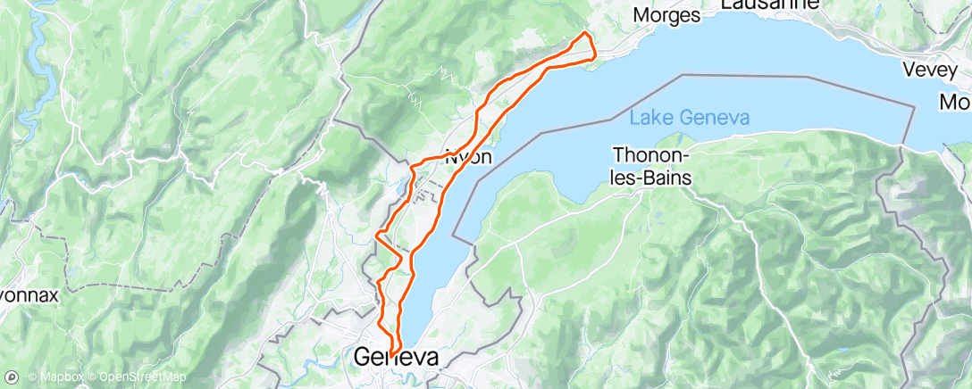 Map of the activity, Gva - Aubonne 🔙 🥶