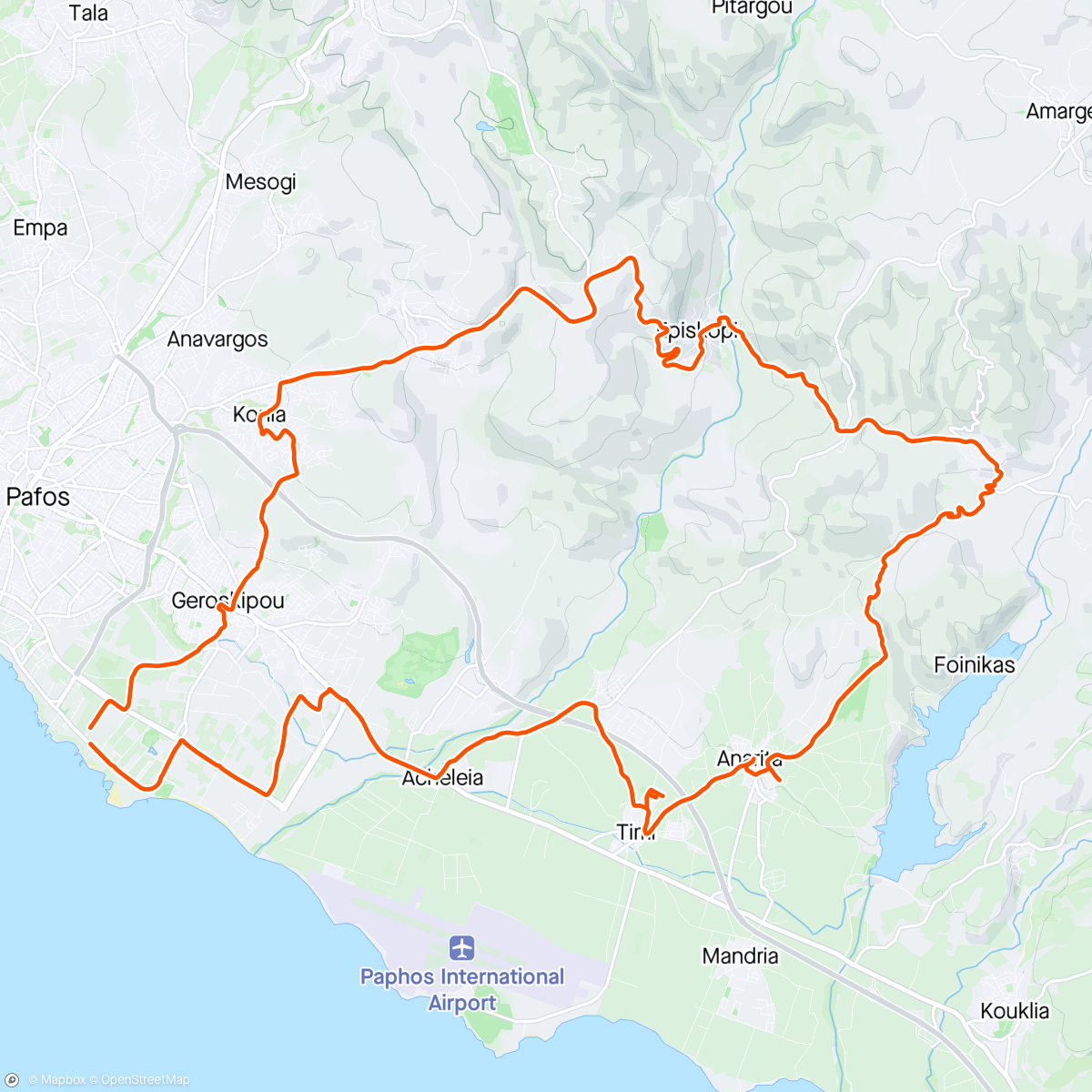 Map of the activity, The wall ⛰️ Episkopi Loop & a 🐝 sting