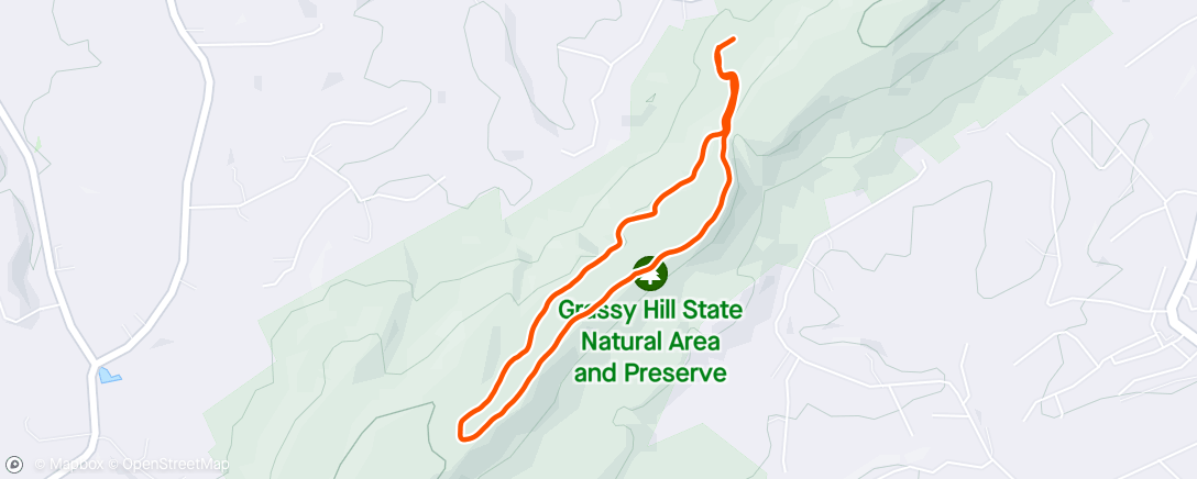 Map of the activity, Post Blue Ridge Hike on Grassy Hill