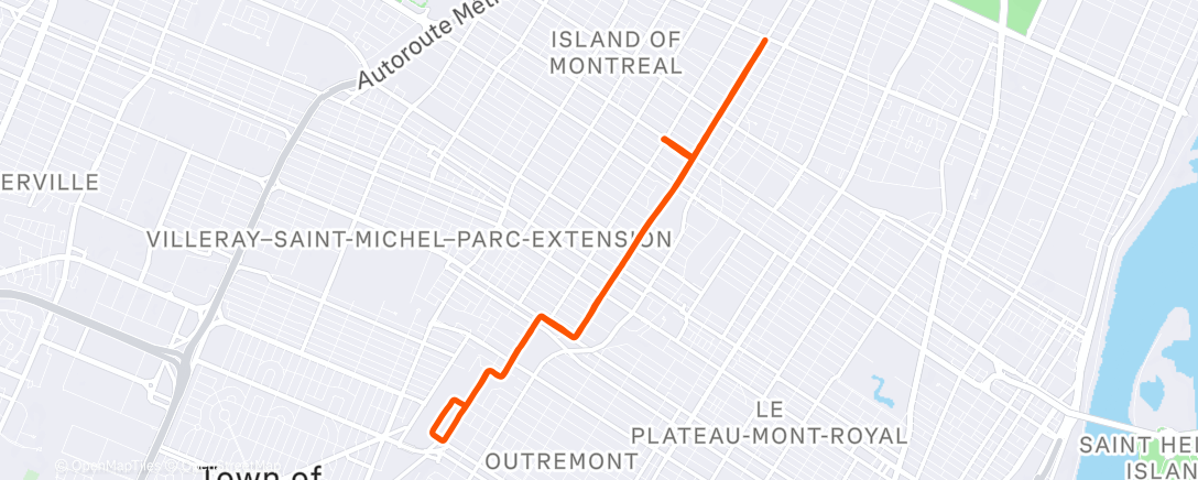 Map of the activity, Course à pied dans l'après-midi