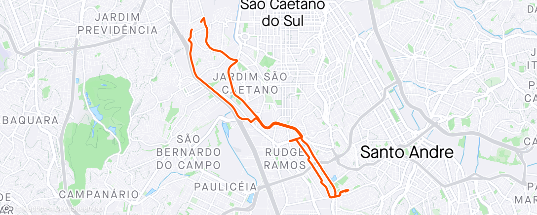 Map of the activity, Pedalada ao entardecer