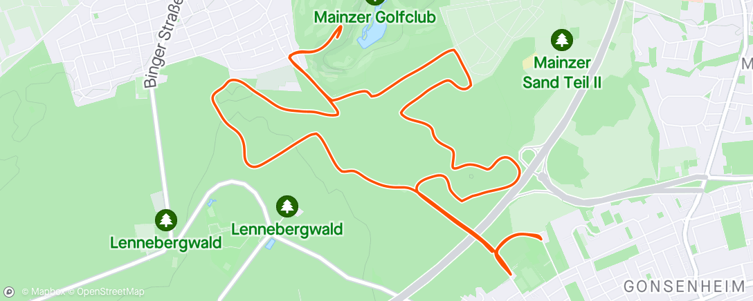 Map of the activity, Feinster Lauf durch den Wald mit Linus nach Mibi