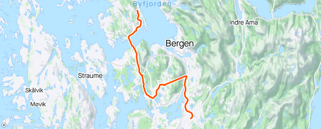 Map of the activity, Nesttun til Florvåg tur