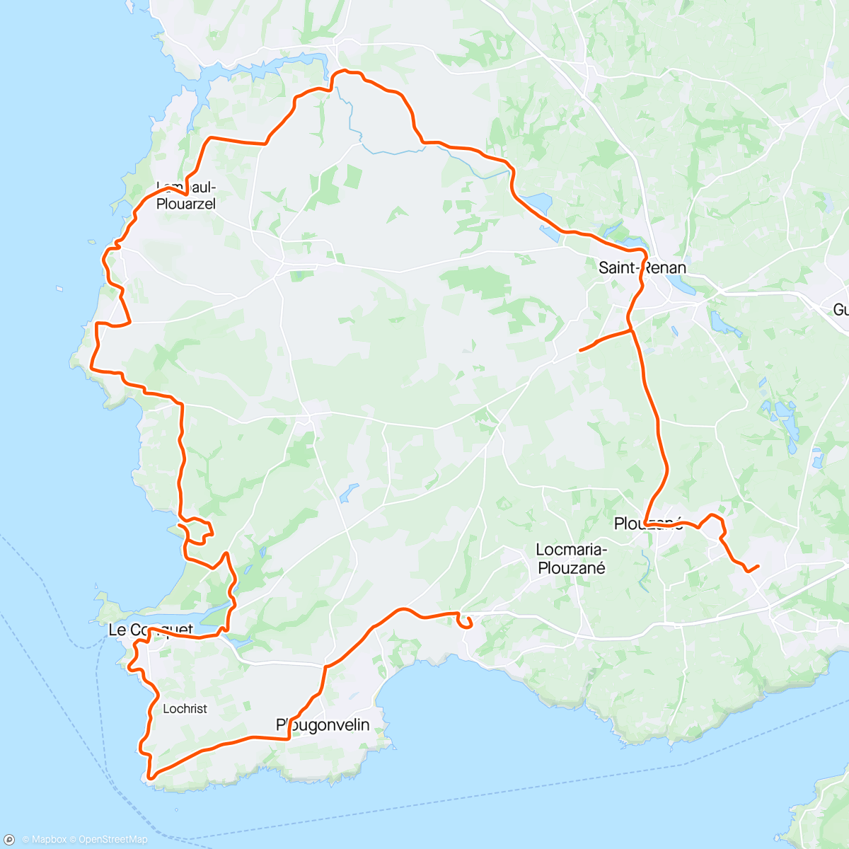 Map of the activity, Sortie à vélo de Locmaria à la pointe St Mathieu