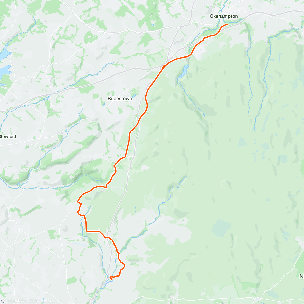 Map of the activity, Dartmoor bikepacking