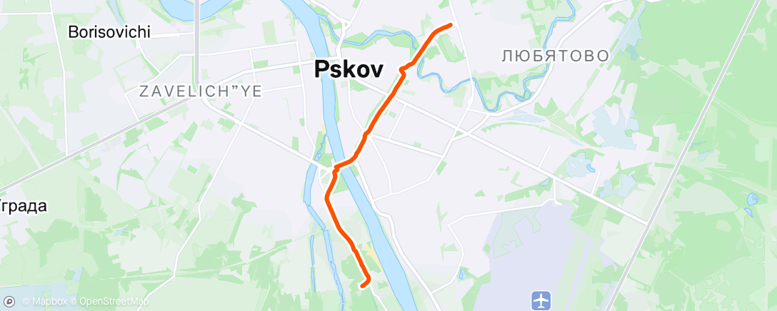 Map of the activity, Evening Run