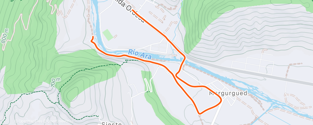Map of the activity, Carrera de tarde
