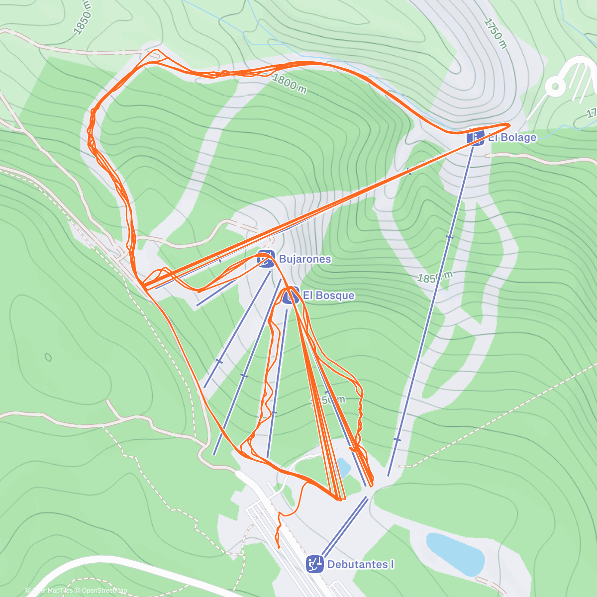 Map of the activity, Esquí alpino a la hora del almuerzo