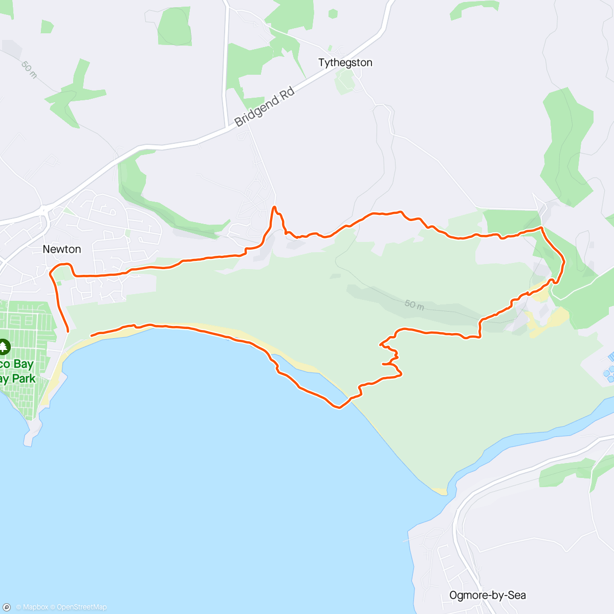 Map of the activity, Evening xc Ride