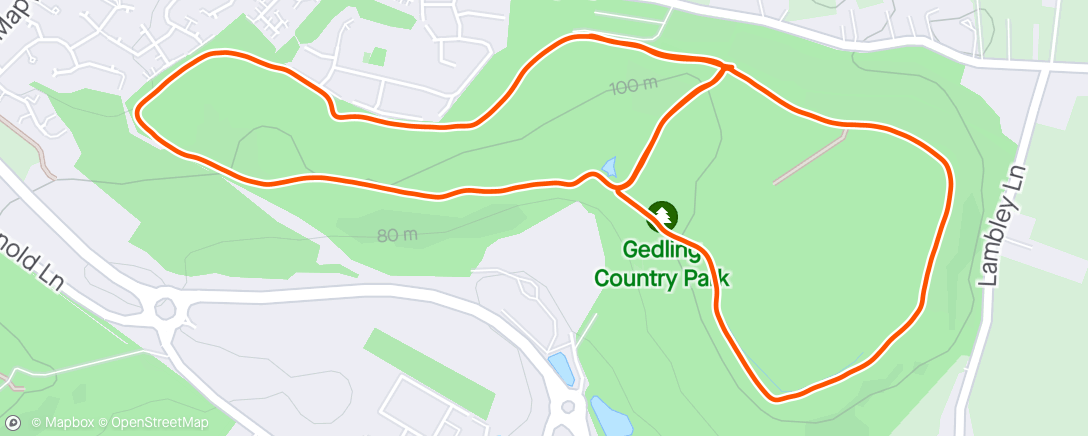 Map of the activity, Gedling parkrun