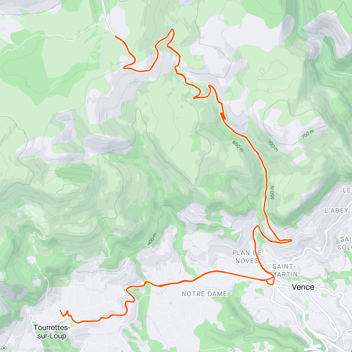 Map of the activity, Hoihoi 👋🏼 Col de Vence, was ik weer