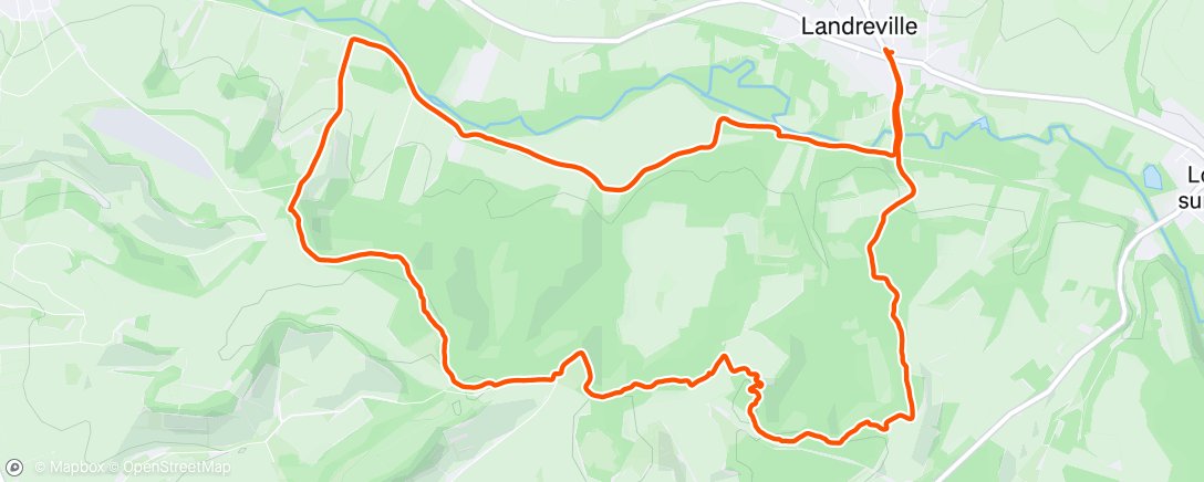 Map of the activity, Course à pied le matin à Landreville.