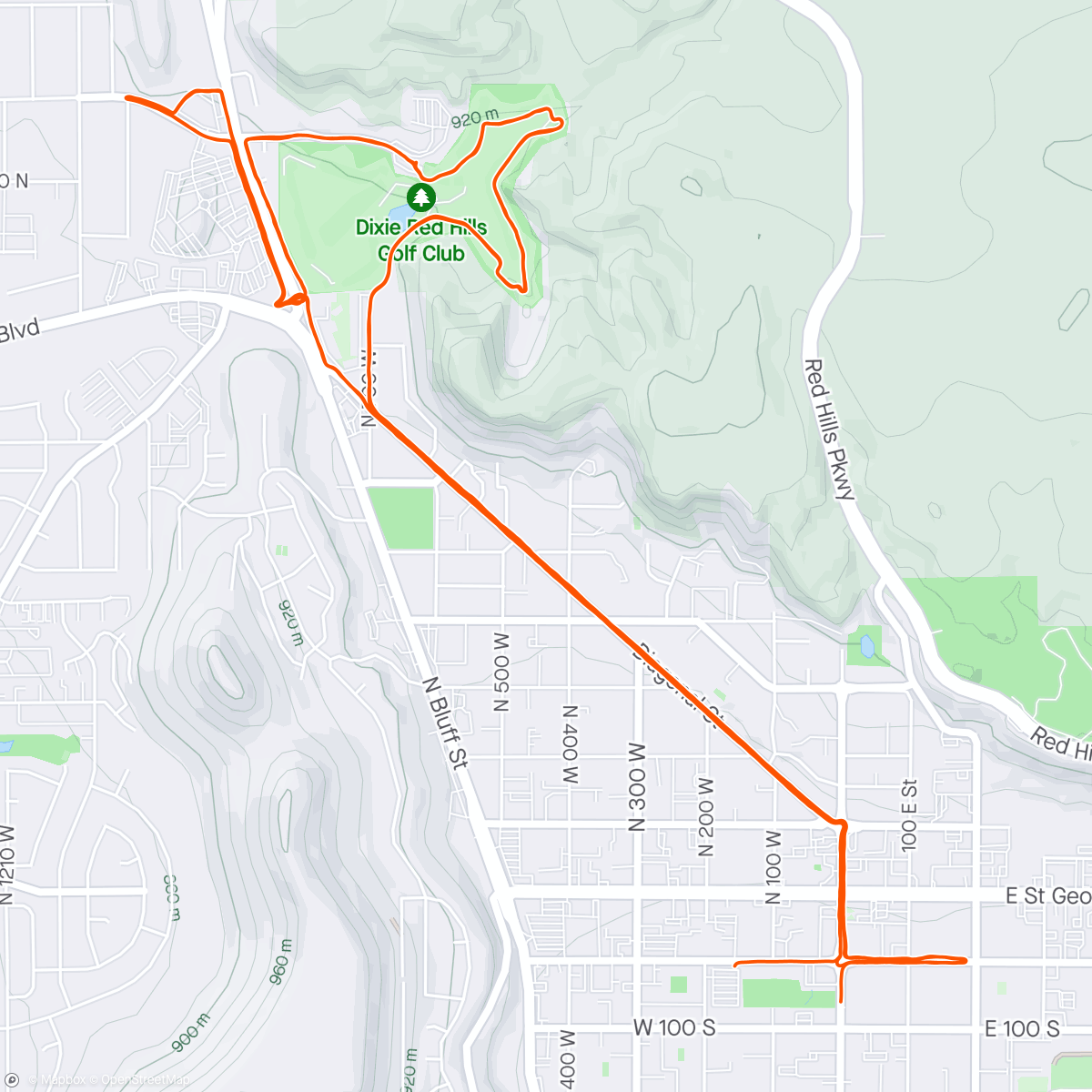 アクティビティ「Ironman St. George 70.3 Run. Crazy hilly, slowest one ever」の地図