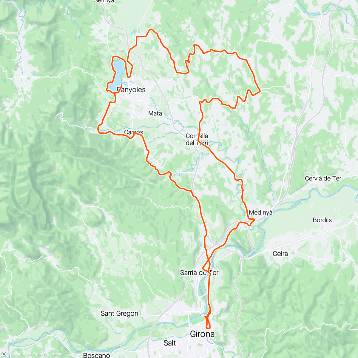 Map of the activity, Girona day 3; Banyoles loop