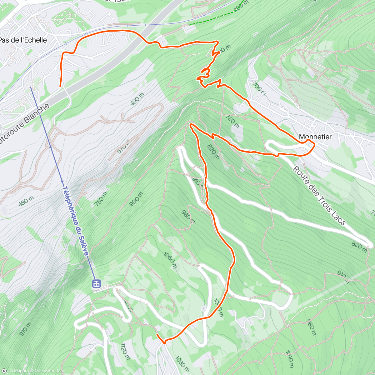 Map of the activity, Salève Hike