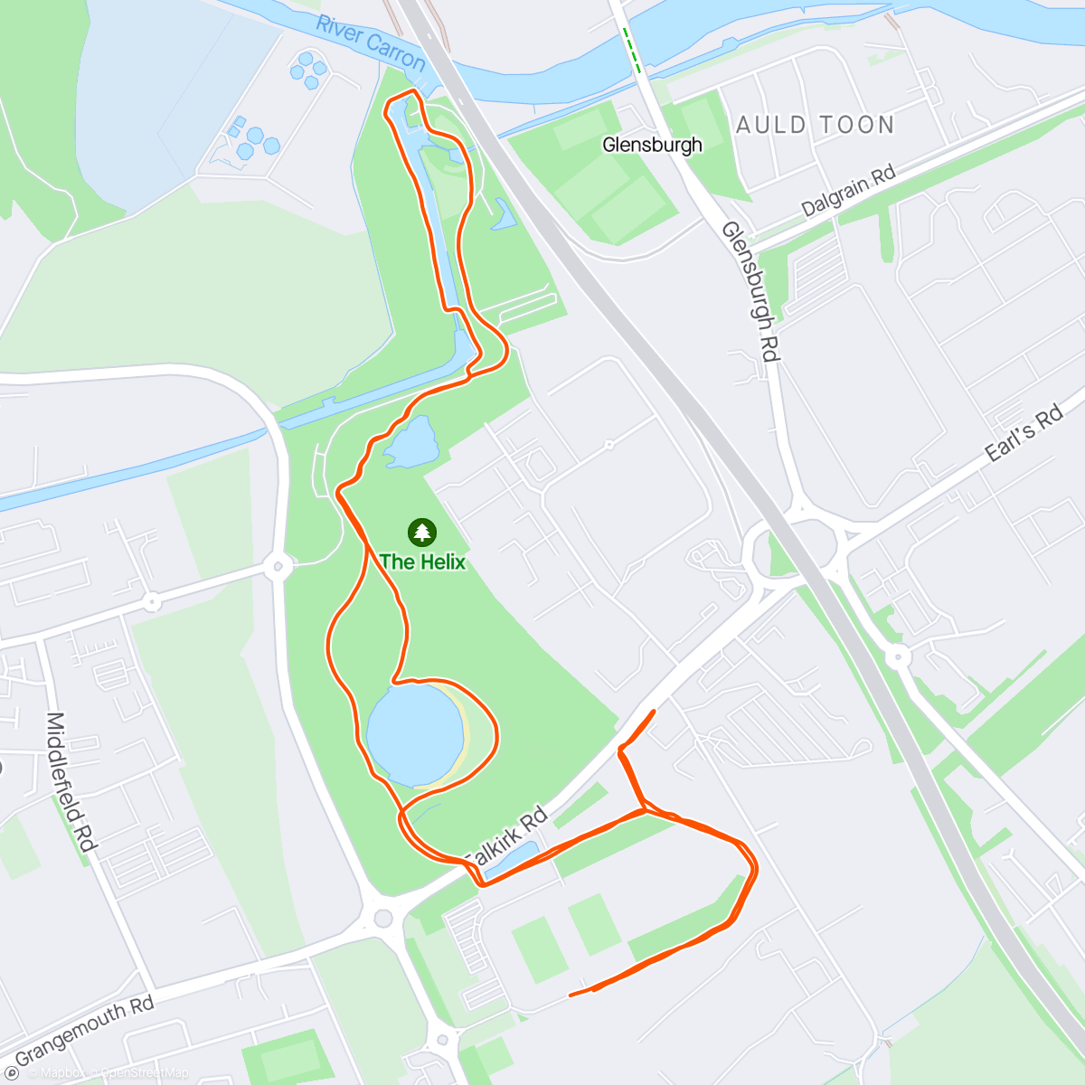 Map of the activity, Run with Craigy and Otto.