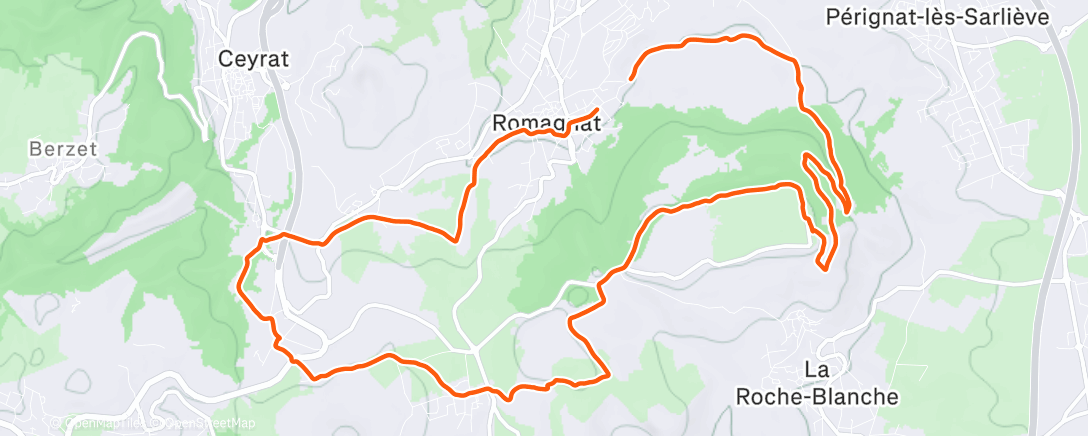 Map of the activity, Sortie VTT dans l'après-midi