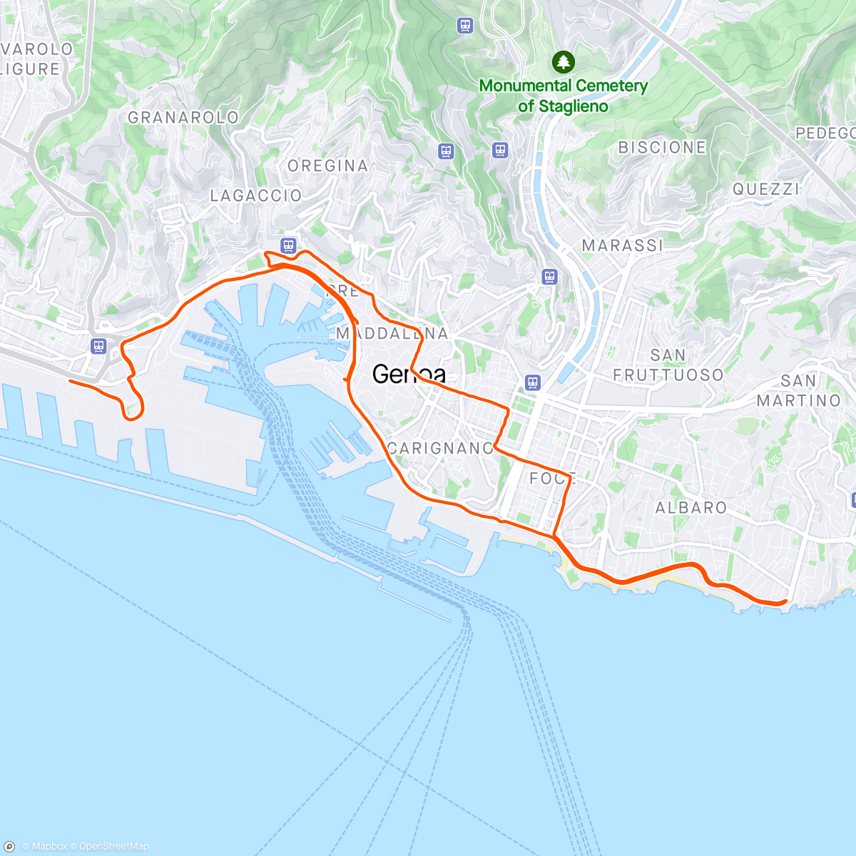 Map of the activity, La mezza di Genova. Contento, gara difficile, con dislivello, gestita bene dopo acciacchi vari. La mia stagione inizia qui!😃💪🏃🏻‍♂️