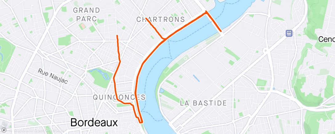 Карта физической активности (A2 session fractionné 8 x descente/montée du Pont Chaban + run blabla avec mister pâté)