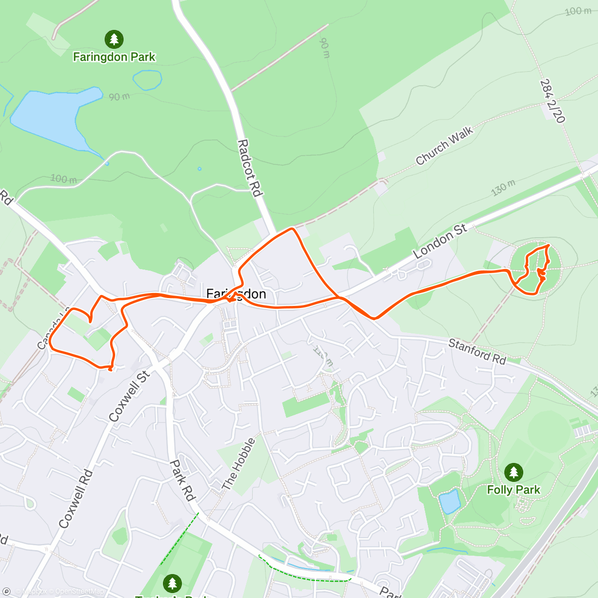Map of the activity, Faringdon Folly Tower Walk