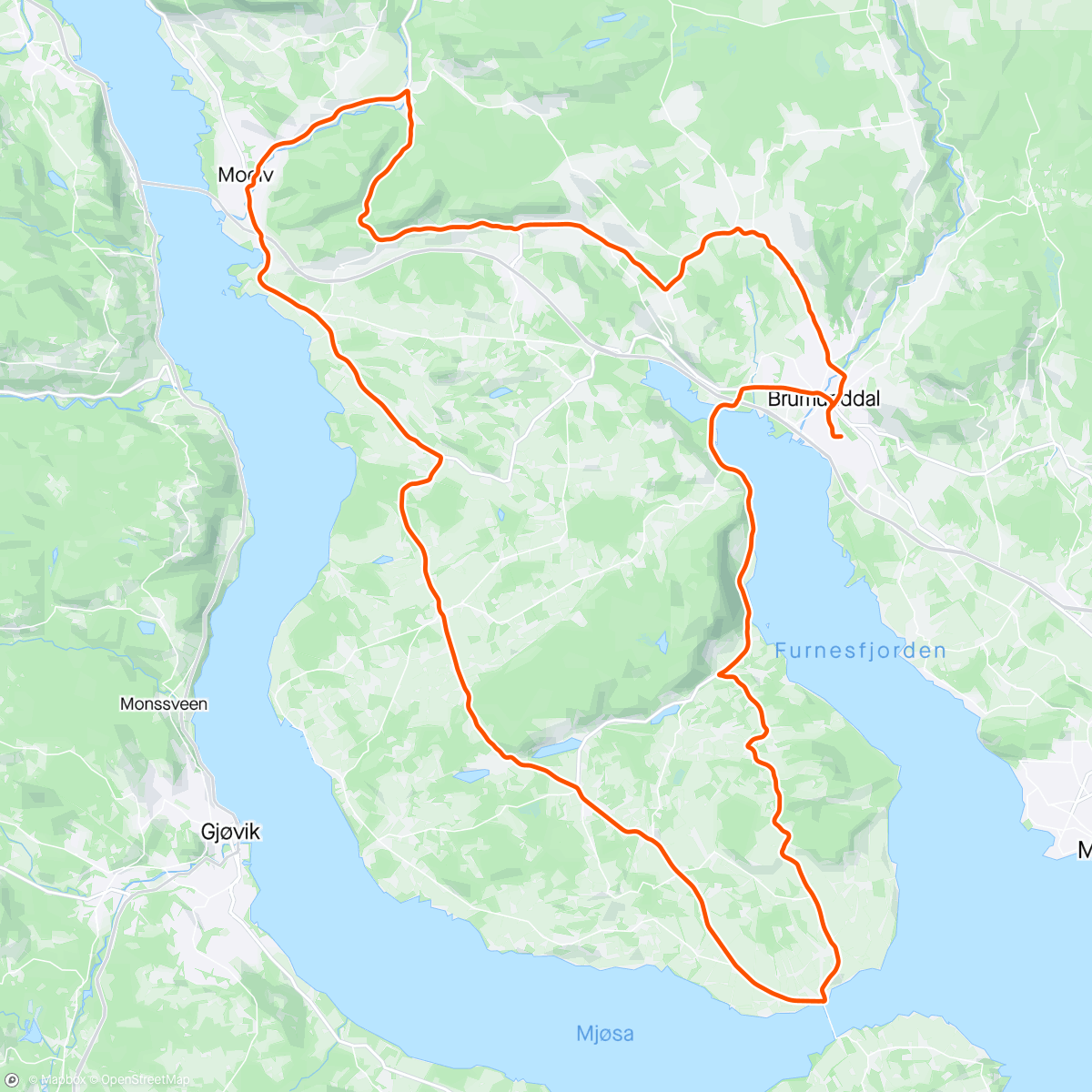 Mapa de la actividad, Langsmæ åsa, oppom brua, nedom kjærka og over høgda