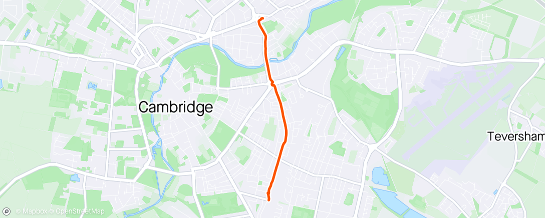 Map of the activity, Evening Walk from Cambridge station