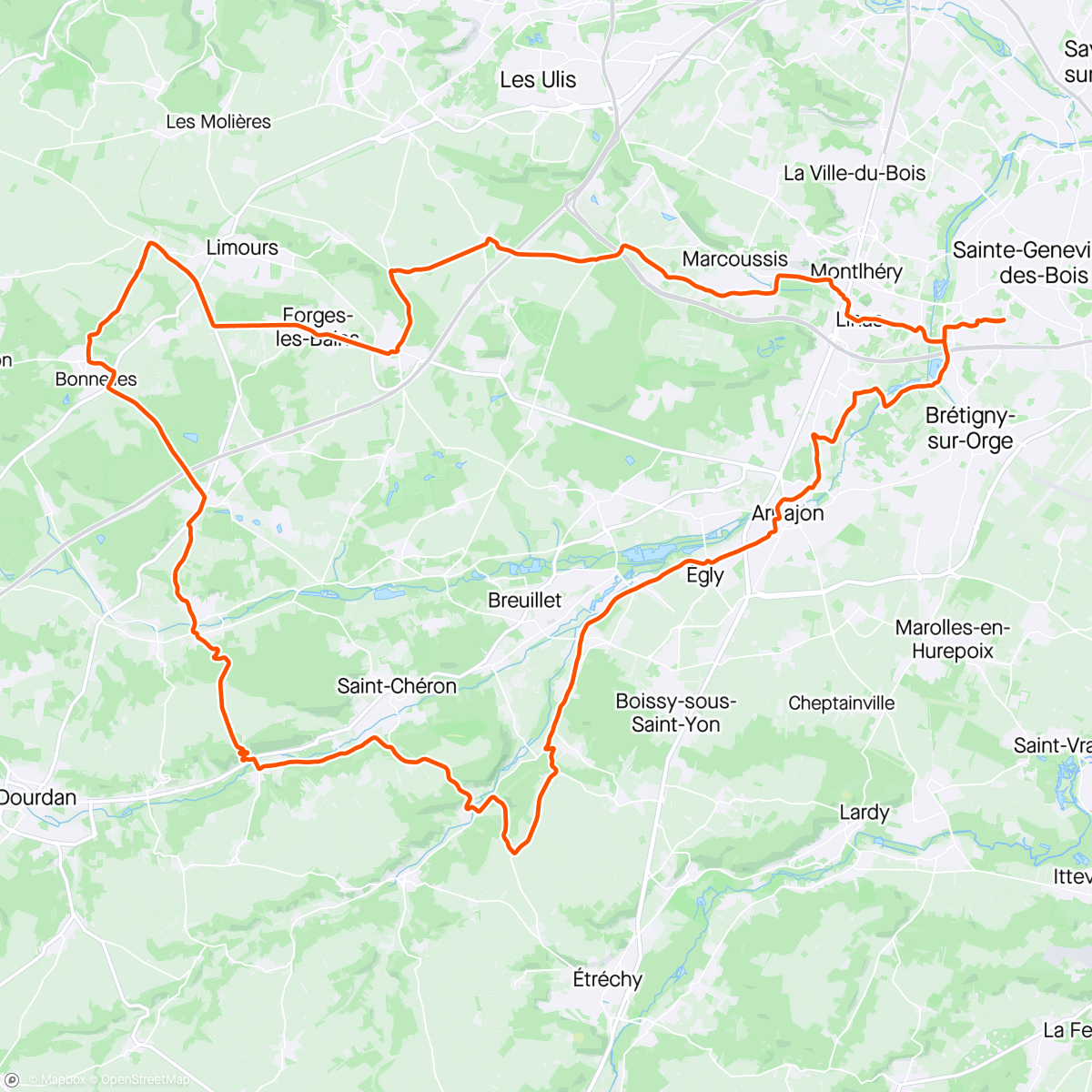アクティビティ「Sortie à vélo de St Michel à Forges-les-Bains」の地図
