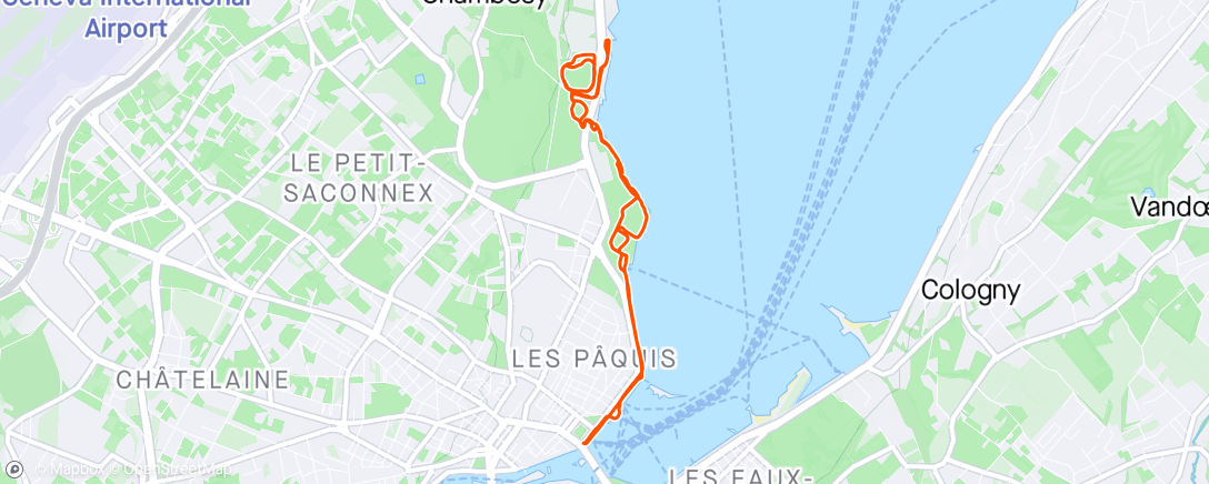 Map of the activity, 10K Warm Up Run / Lake Geneva