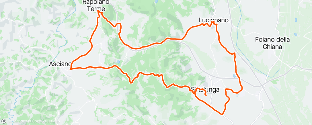 Mapa de la actividad (Afternoon ride - checking out the Giro d’Italia stage “Serre Rapolano” on May 9th👍)