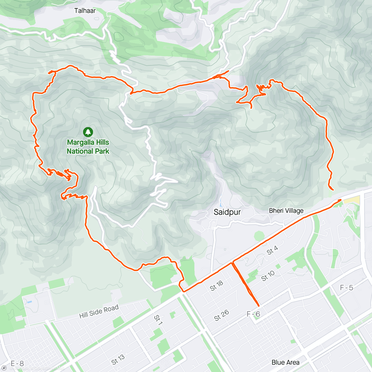 Map of the activity, IRU Margalla Hill Half Marathon 2024