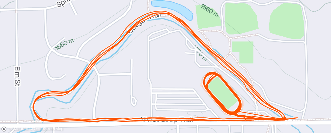Map of the activity, Off track/on track 2km repeats