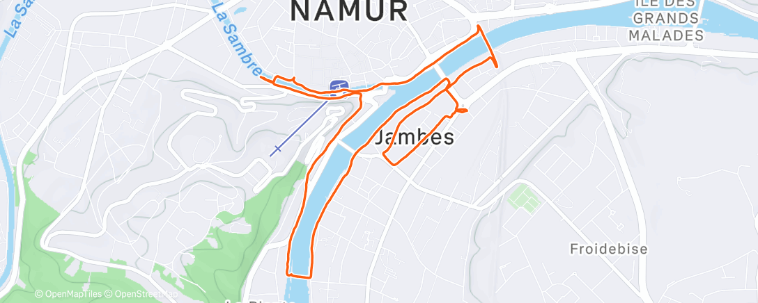 Map of the activity, Course à pied dans l'après-midi