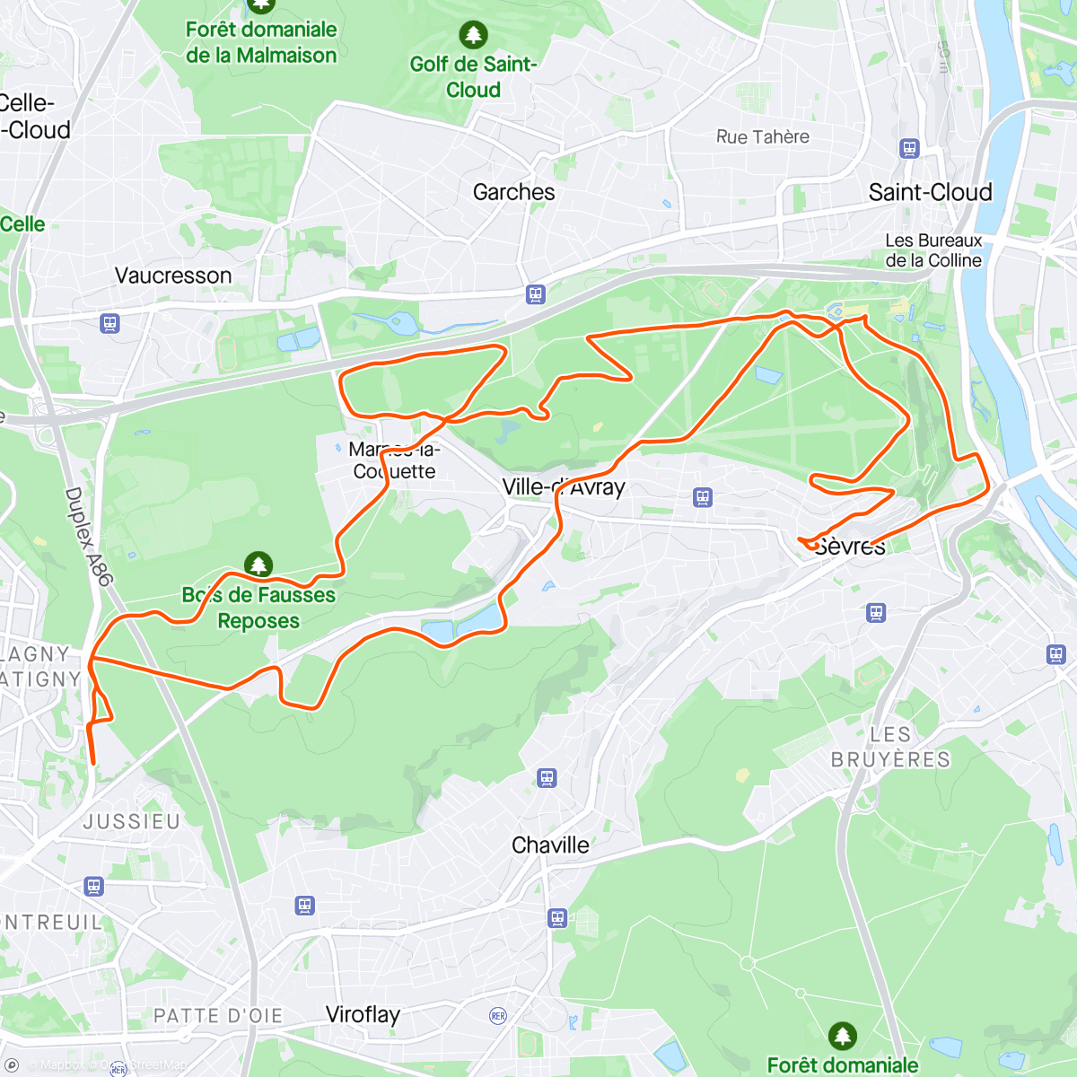 Map of the activity, Dernière SL dans le Parc de St Cloud