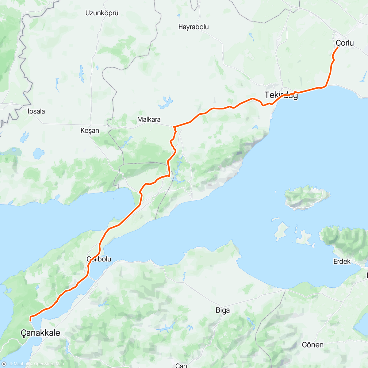 Karte der Aktivität „Tour of Çanakkale 🚴😊🇹🇷”