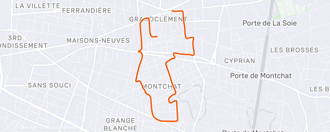 Map of the activity, Course à pied le matin